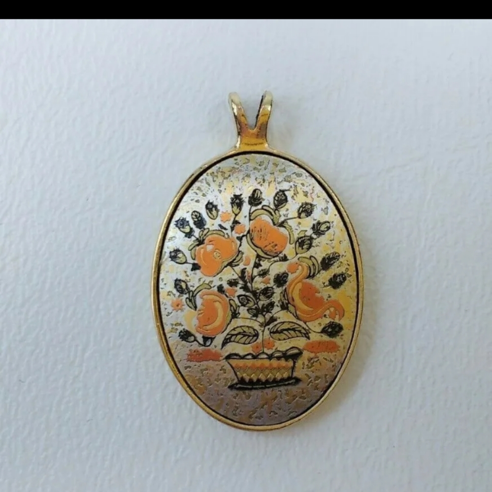 Damascene Reed and Barton flower pendant